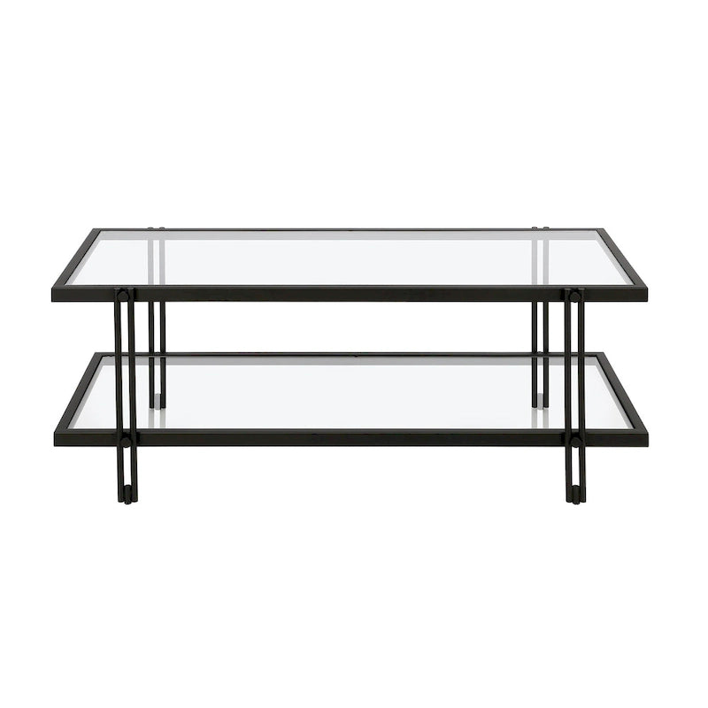 Mesa de centro de latón/acero de bronce ennegrecido y vidrio – Rectangular o cuadrada