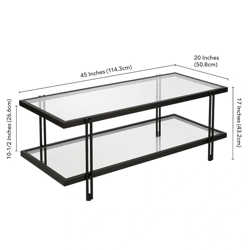 Mesa de centro de latón/acero de bronce ennegrecido y vidrio – Rectangular o cuadrada