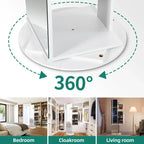 Gabinete de Joyería Espejo de Cuerpo Entero Blanco con Luces, Sencillo