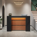Recepción Blanca y Marrón / Negra y Marrón con Luces LED, Mostrador Frontal para Una Persona