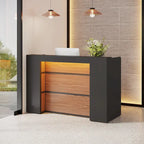 Recepción Blanca y Marrón / Negra y Marrón con Luces LED, Mostrador Frontal para Una Persona