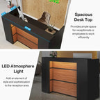 Recepción Blanca y Marrón / Negra y Marrón con Luces LED, Mostrador Frontal para Una Persona