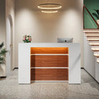 Recepción Blanca y Marrón / Negra y Marrón con Luces LED, Mostrador Frontal para Una Persona