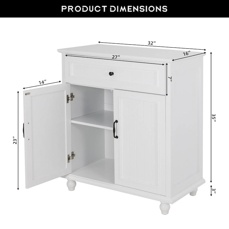 Aparador azul/blanco con 1 cajón y 2 puertas