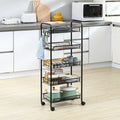 Carrito de almacenamiento rodante negro de 5 niveles, carrito de cocina con cestas de malla