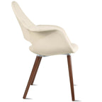 Sillón tapizado multicolor, respaldo alto, patas de nogal – Juego de 2