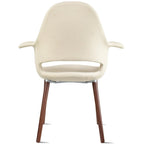 Sillón tapizado multicolor, respaldo alto, patas de nogal – Juego de 2