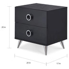 Mesita de noche de madera de 2 cajones con patas cónicas – Individual