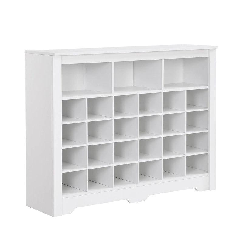 Zapatero de 24 compartimentos, negro/blanco/marrón rústico, estilo moderno