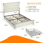 Base de cama con plataforma gris oscuro con luces LED y almacenamiento – Queen/King