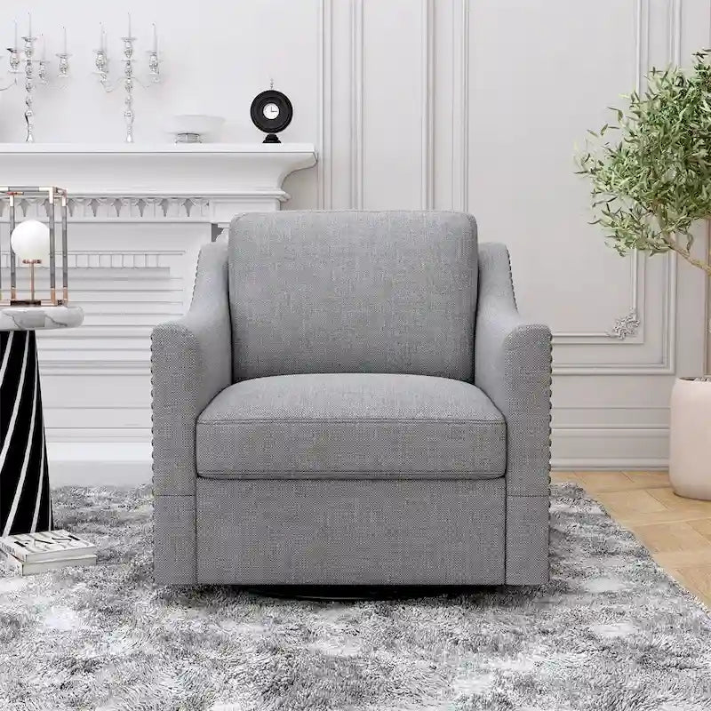 Sillón giratorio de terciopelo verde/blanco/gris, de un asiento