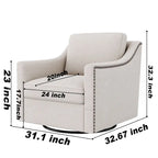 Sillón giratorio de terciopelo verde/blanco/gris, de un asiento