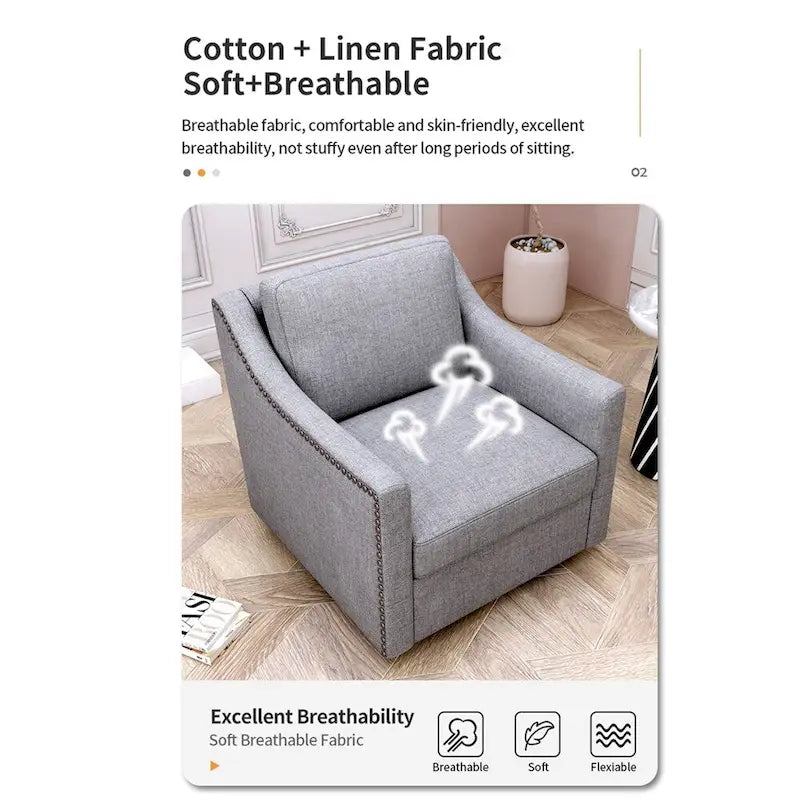 Sillón giratorio de terciopelo verde/blanco/gris, de un asiento