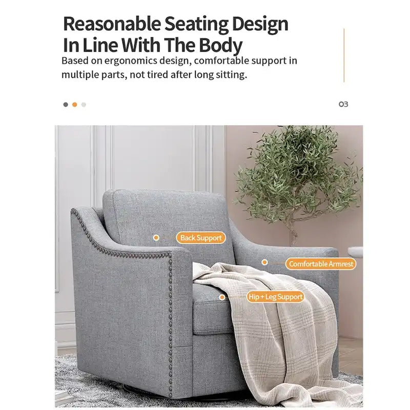 Sillón giratorio de terciopelo verde/blanco/gris, de un asiento