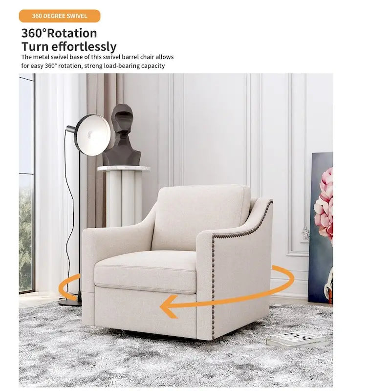 Sillón giratorio de terciopelo verde/blanco/gris, de un asiento