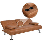 Sofá cama futón reclinable de piel sintética negra, 3 personas