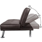 Sofá cama futón reclinable de piel sintética negra, 3 personas