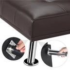 Sofá cama futón reclinable de piel sintética negra, 3 personas
