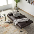Sofá cama futón reclinable de piel sintética negra, 3 personas