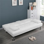 Sofá cama futón reclinable de piel sintética negra, 3 personas