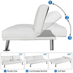 Sofá cama futón reclinable de piel sintética negra, 3 personas
