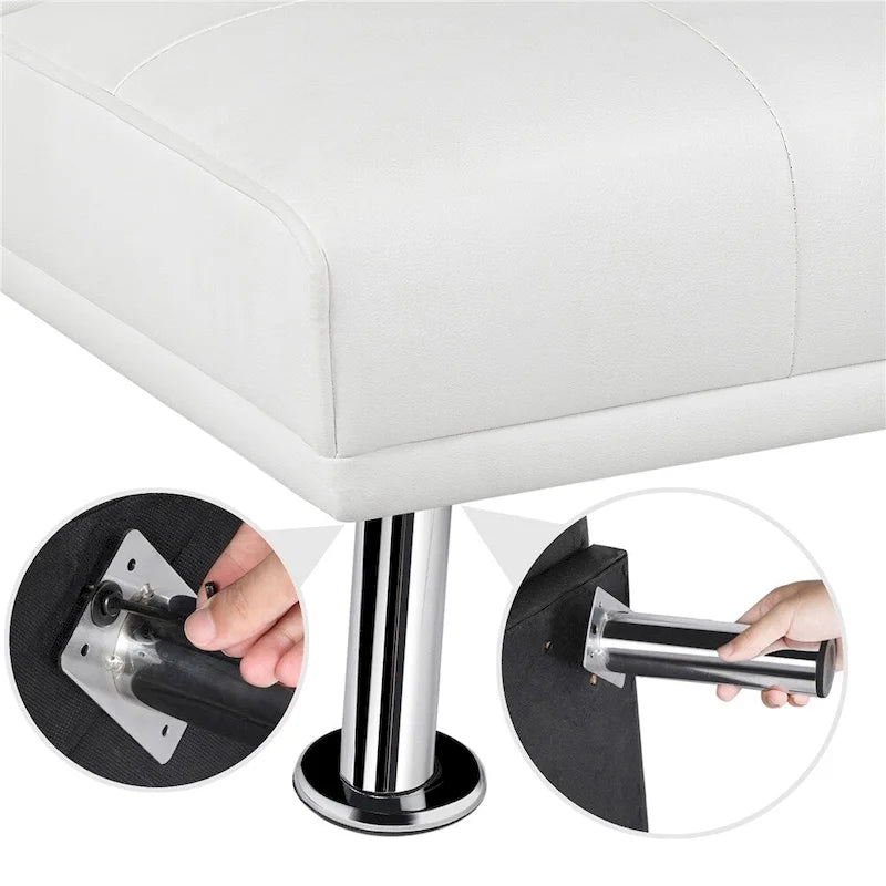 Sofá cama futón reclinable de piel sintética negra, 3 personas