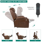 Sillón Reclinable Eléctrico de Masaje de Poliuretano Marrón/Negro – Individual