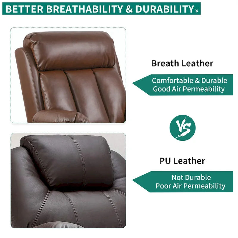 Sillón Reclinable Eléctrico de Masaje de Poliuretano Marrón/Negro – Individual