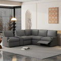 Sofá seccional reclinable eléctrico en forma de L gris oscuro/beige, 2 asientos