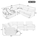 Sofá seccional reclinable eléctrico en forma de L gris oscuro/beige, 2 asientos