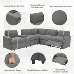Sofá seccional reclinable eléctrico en forma de L gris oscuro/beige, 2 asientos
