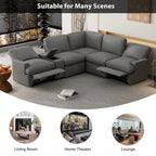 Sofá seccional reclinable eléctrico en forma de L gris oscuro/beige, 2 asientos