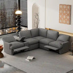 Sofá seccional reclinable eléctrico en forma de L gris oscuro/beige, 2 asientos