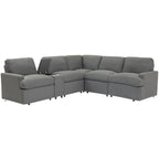 Sofá seccional reclinable eléctrico en forma de L gris oscuro/beige, 2 asientos