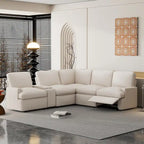 Sofá seccional reclinable eléctrico en forma de L gris oscuro/beige, 2 asientos