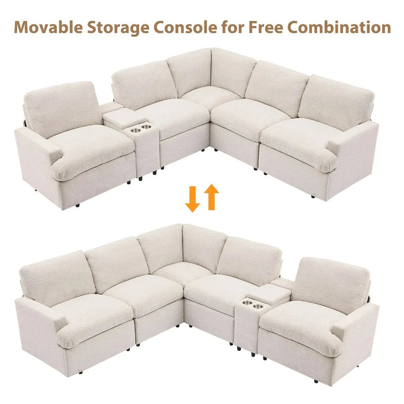 Sofá seccional reclinable eléctrico en forma de L gris oscuro/beige, 2 asientos