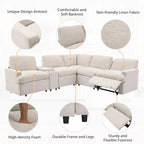 Sofá seccional reclinable eléctrico en forma de L gris oscuro/beige, 2 asientos