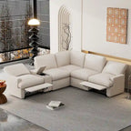 Sofá seccional reclinable eléctrico en forma de L gris oscuro/beige, 2 asientos