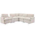 Sofá seccional reclinable eléctrico en forma de L gris oscuro/beige, 2 asientos