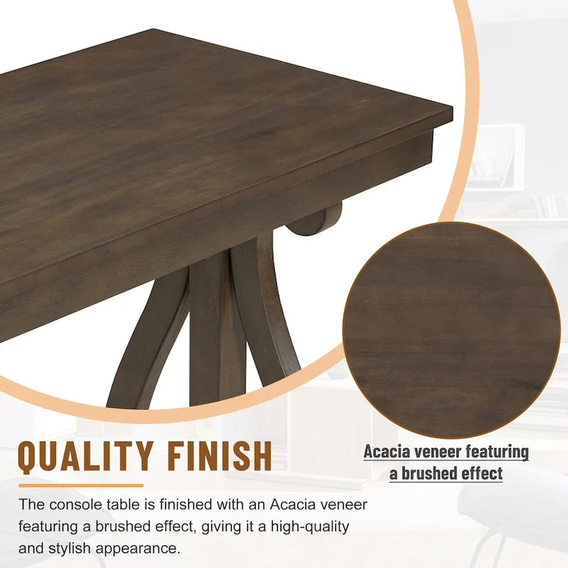 Mesa consola con estante abierto – Patas curvas (azul marino / nogal / negro / espresso)