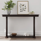 Mesa consola con estante abierto – Patas curvas (azul marino / nogal / negro / espresso)