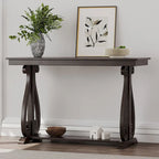 Mesa consola con estante abierto – Patas curvas (azul marino / nogal / negro / espresso)