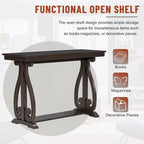 Mesa consola con estante abierto – Patas curvas (azul marino / nogal / negro / espresso)