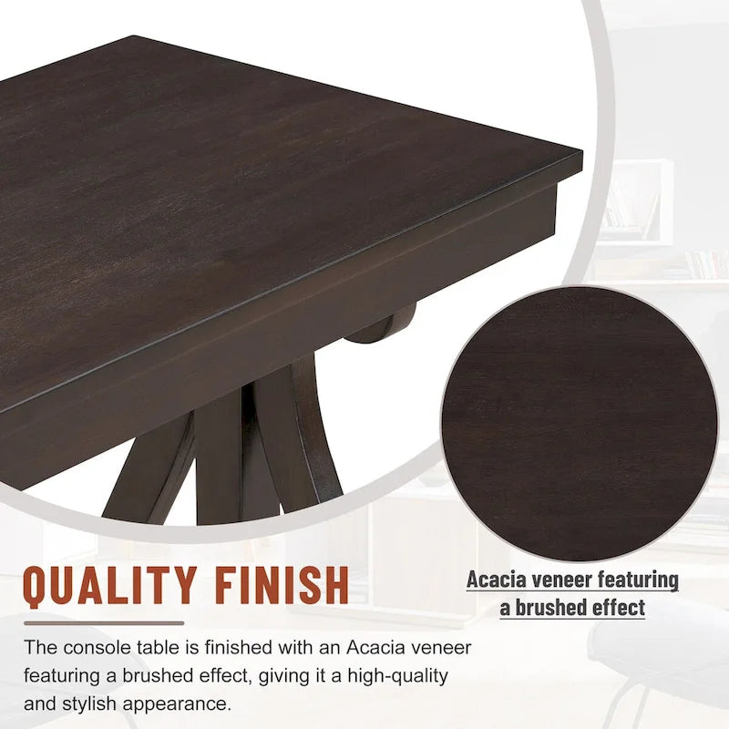 Mesa consola con estante abierto – Patas curvas (azul marino / nogal / negro / espresso)