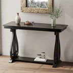 Mesa consola con estante abierto – Patas curvas (azul marino / nogal / negro / espresso)