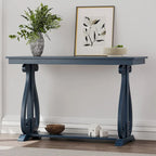 Mesa consola con estante abierto – Patas curvas (azul marino / nogal / negro / espresso)
