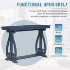 Mesa consola con estante abierto – Patas curvas (azul marino / nogal / negro / espresso)