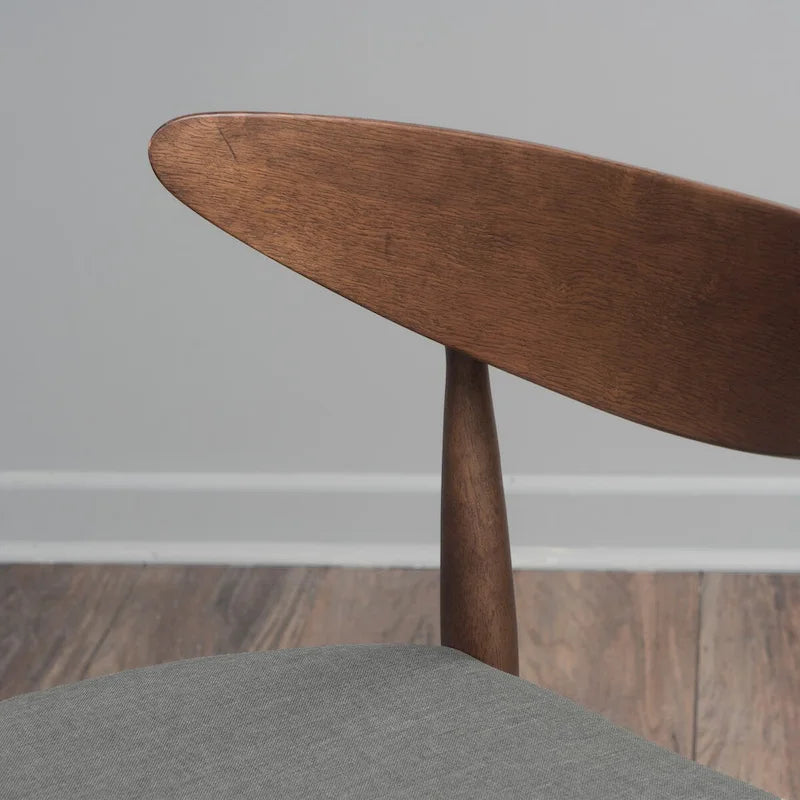 Silla de comedor Mid-Century, color carbón/gris, asiento de tela tapizado, juego de 2