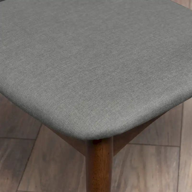 Silla de comedor Mid-Century, color carbón/gris, asiento de tela tapizado, juego de 2
