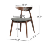 Silla de comedor Mid-Century, color carbón/gris, asiento de tela tapizado, juego de 2